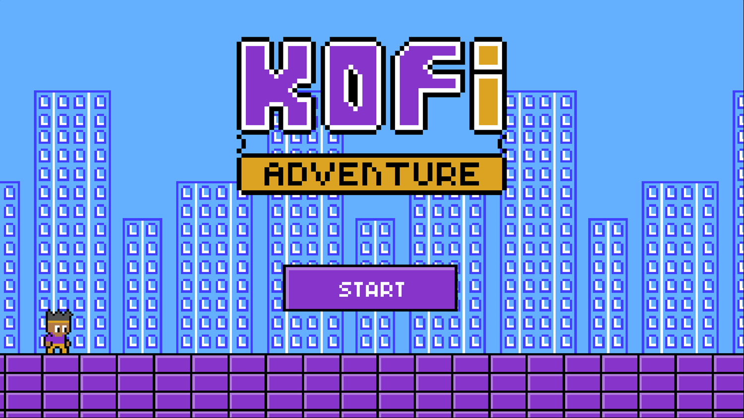 Kofi Adventure Game Welcome Screen Screenshot.