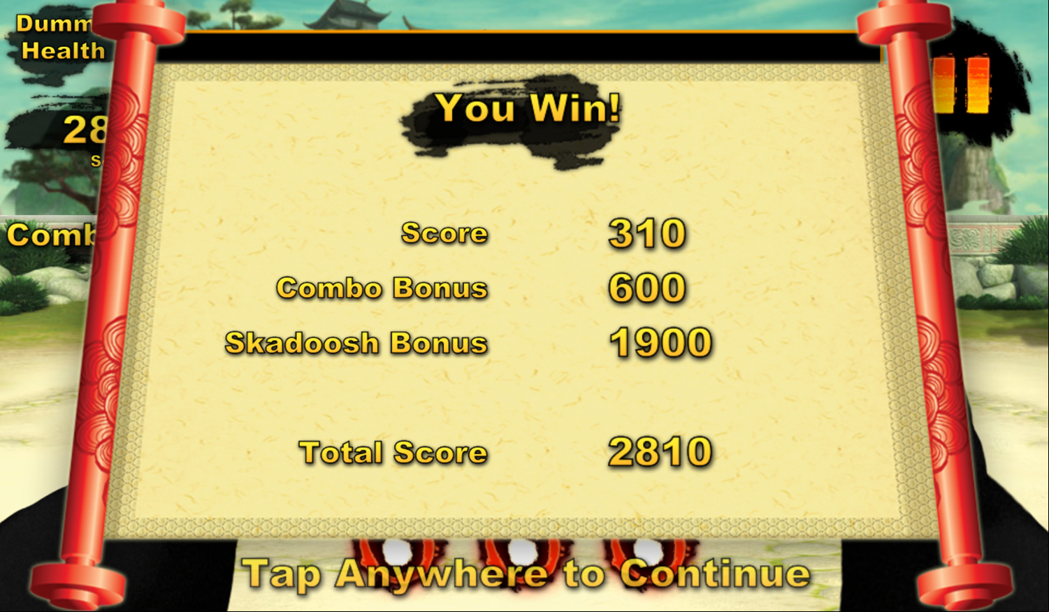 Kung Fu Panda Paw'Some Panda Game Your Score Screenshot.