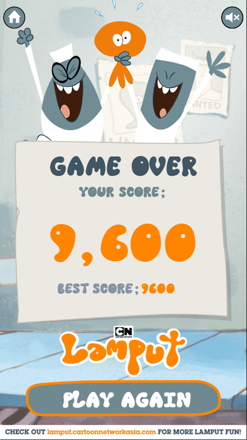 Lamput Jump Game Over Screenshot.