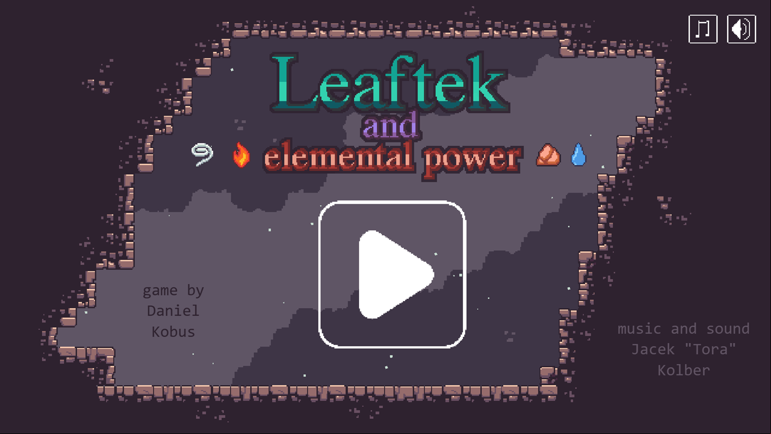 Leaftek and Elemental Power Game Welcome Screen Screenshot.