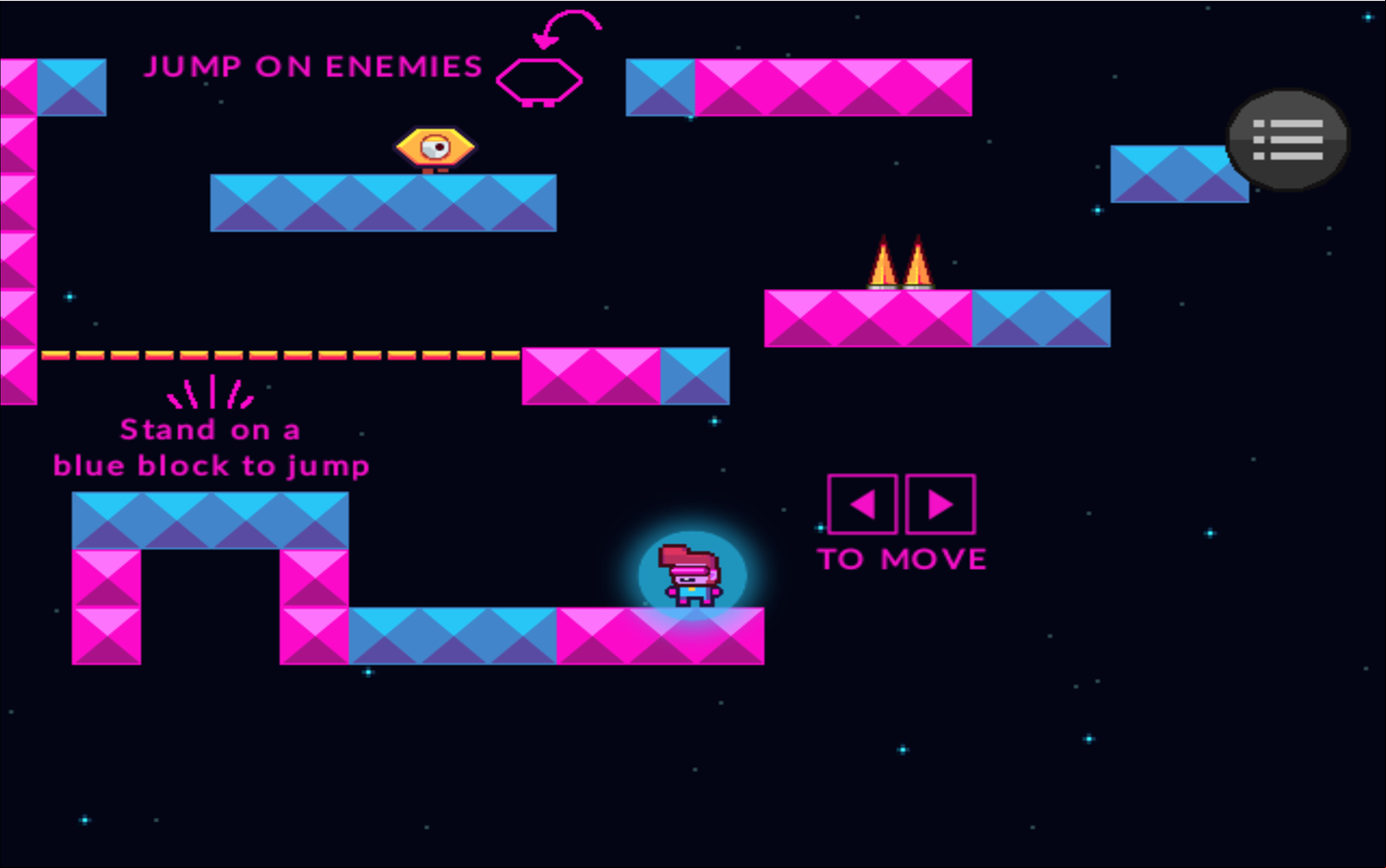 Leap the Synth Game Instructions Screen Screenshot.