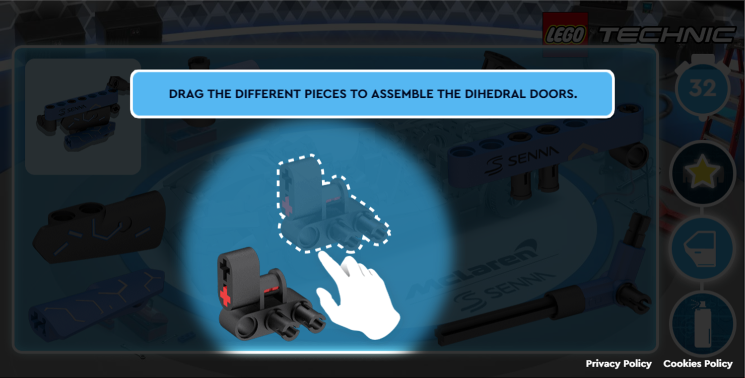 LEGO Technic McLaren Senna GTR Game Dihedral Doors Instructions Screen Screenshot.