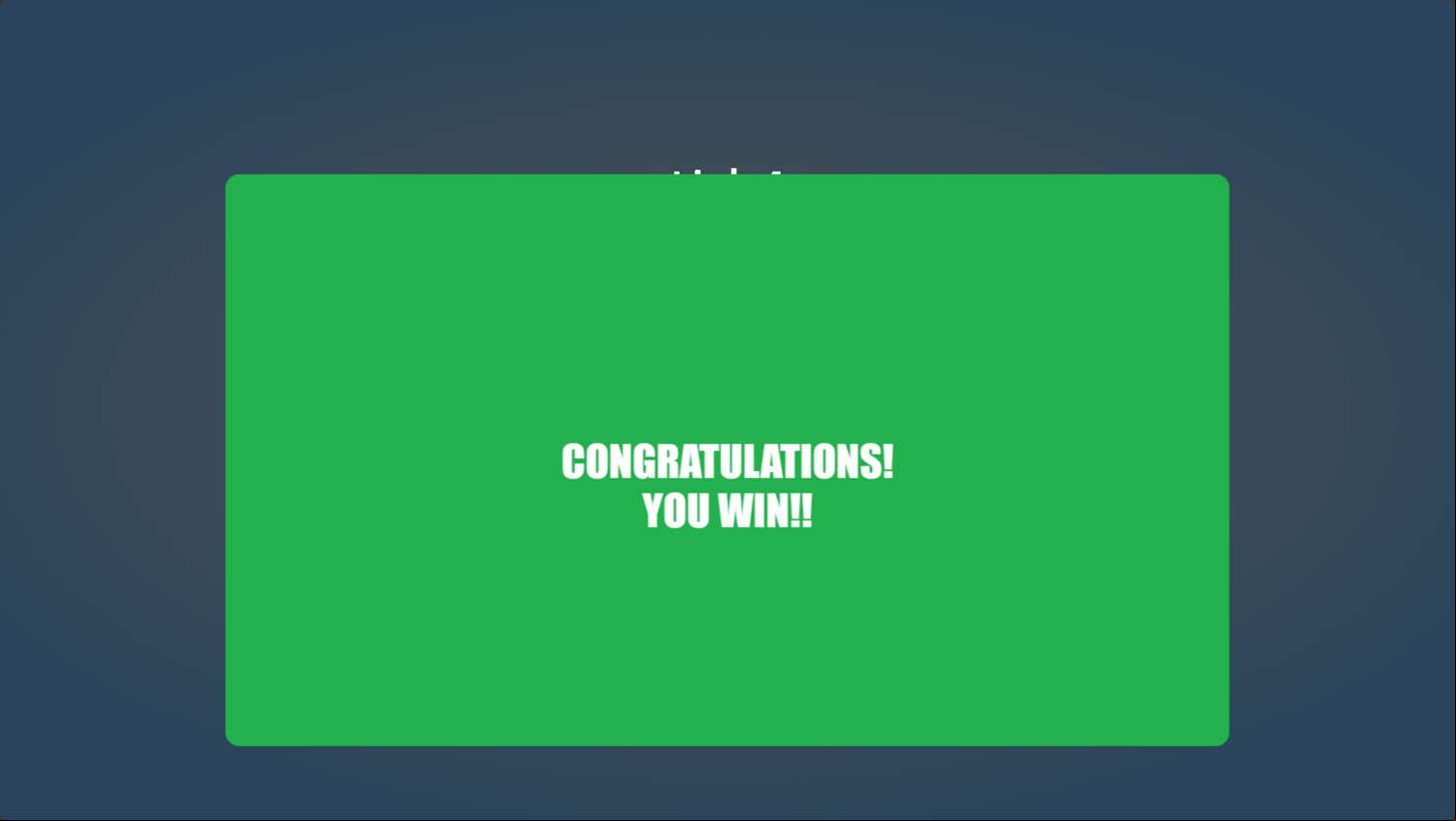 Link 4 Game Win Screenshot.