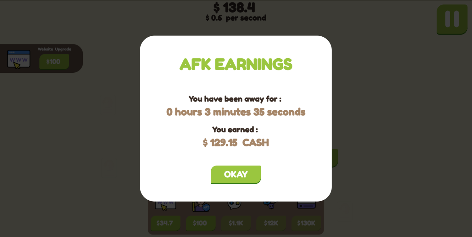 Lit Ape NFT Generator Game AFK Earnings Screen Screenshot.