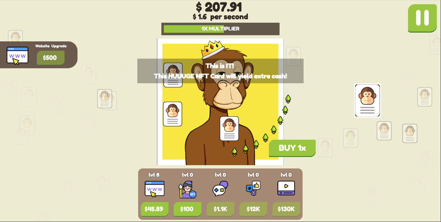 Lit Ape NFT Generator Game Huge NFT Card Screenshot.