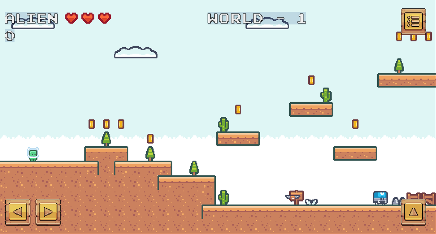 Little Alien Adventure Game Level Start Screenshot.