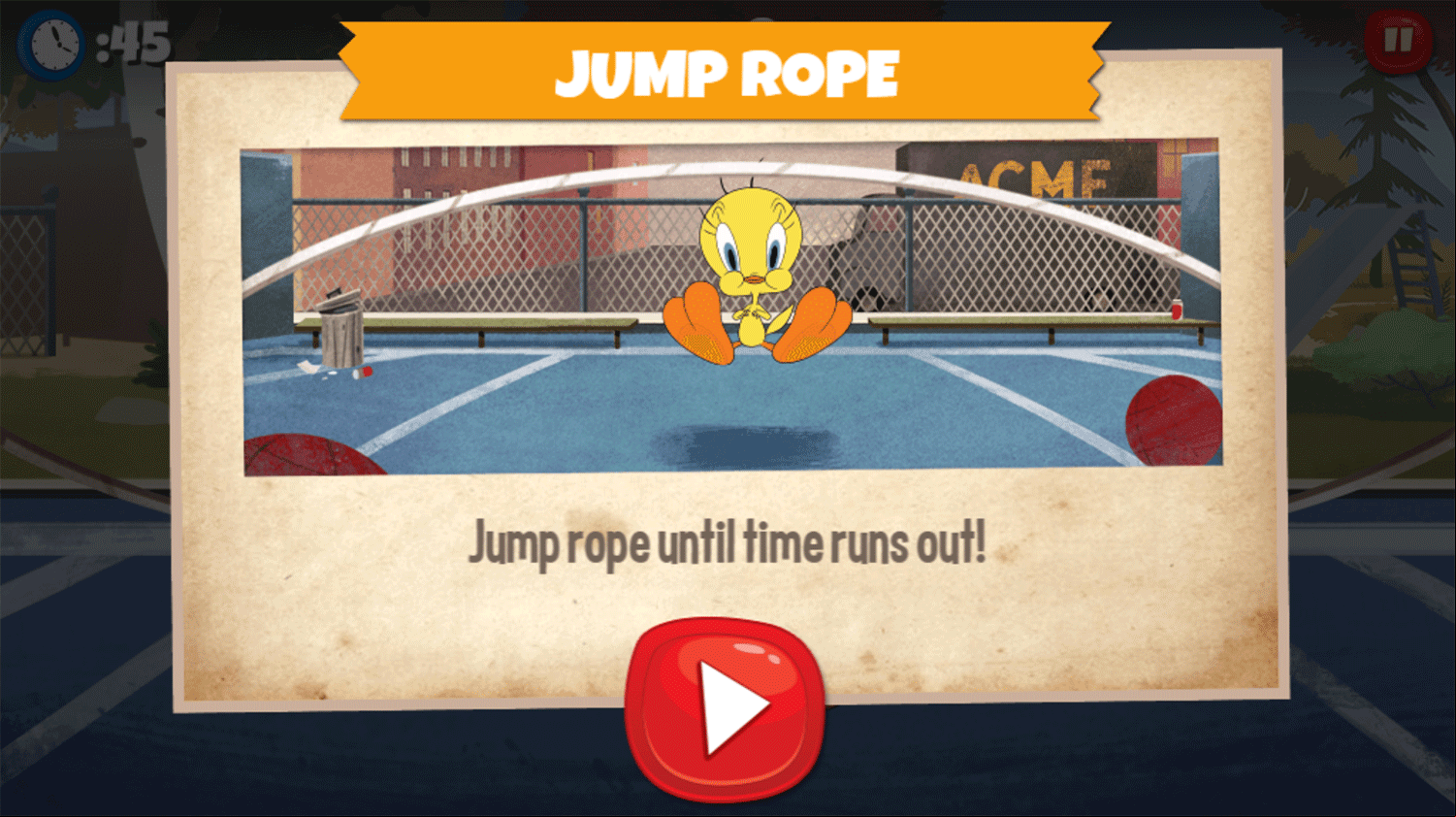 Looney Tunes Recess Tweety Jump Rope Game How To Play Screenshot.