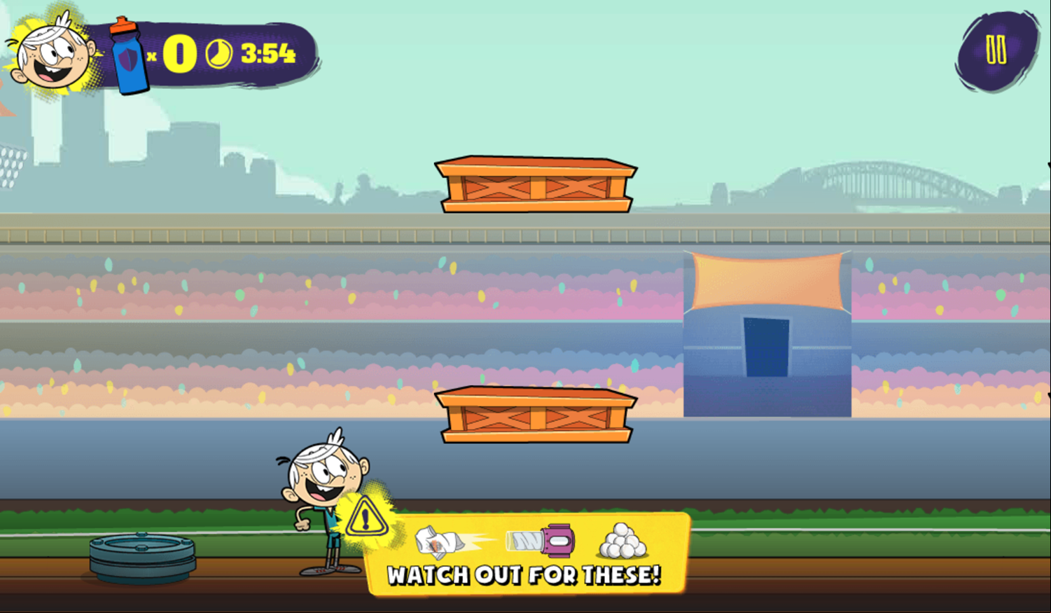 Loud House Drink Break Game Instructions Screenshot.