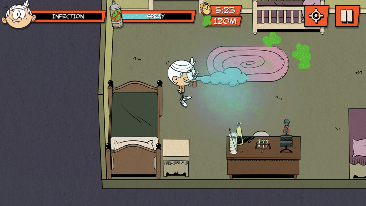 Loud House Germ Squirmish Squirm and Protect Game Screenshot.