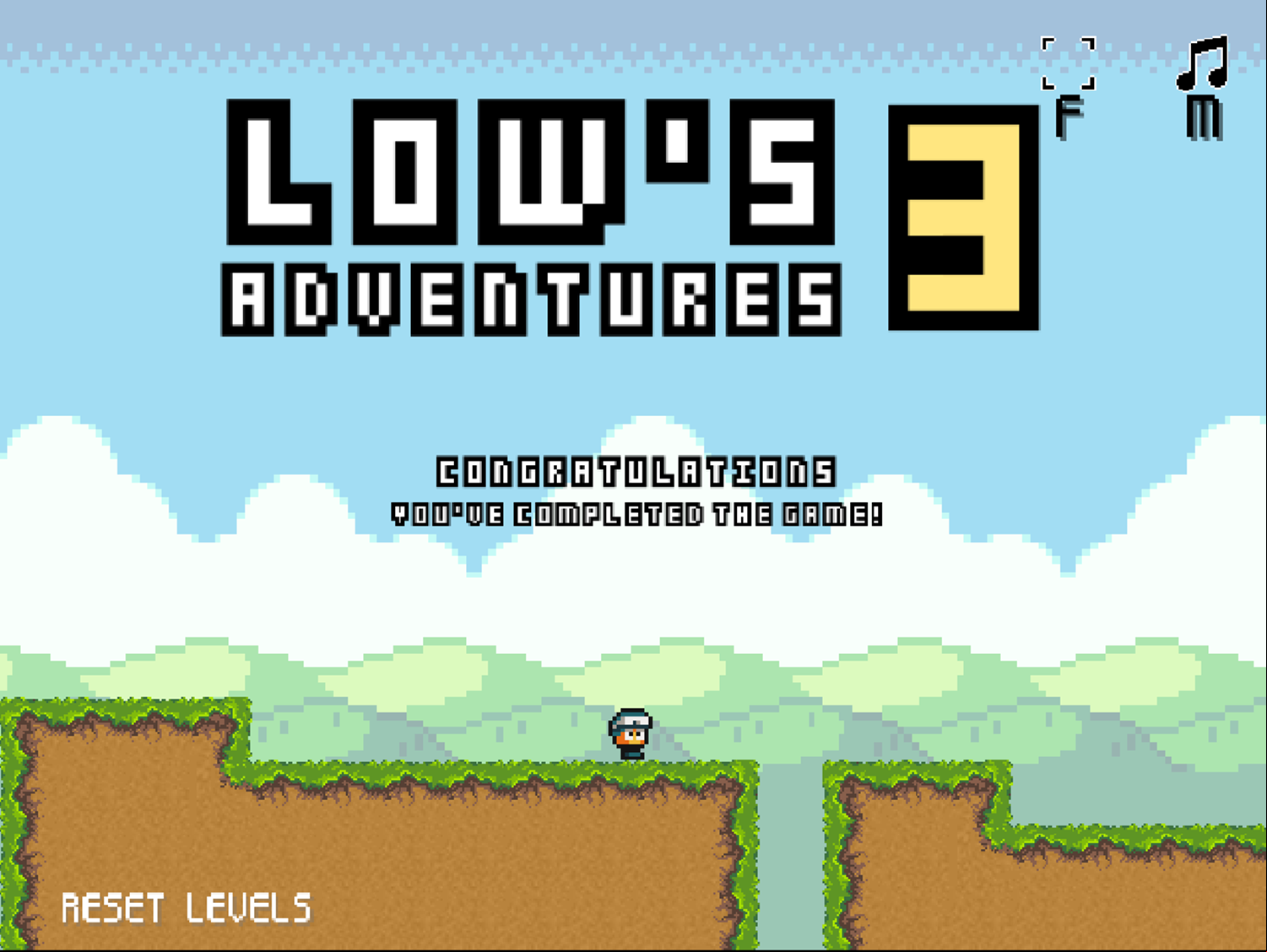 Low's Adventures 3 Game Beat Screen Screenshot.