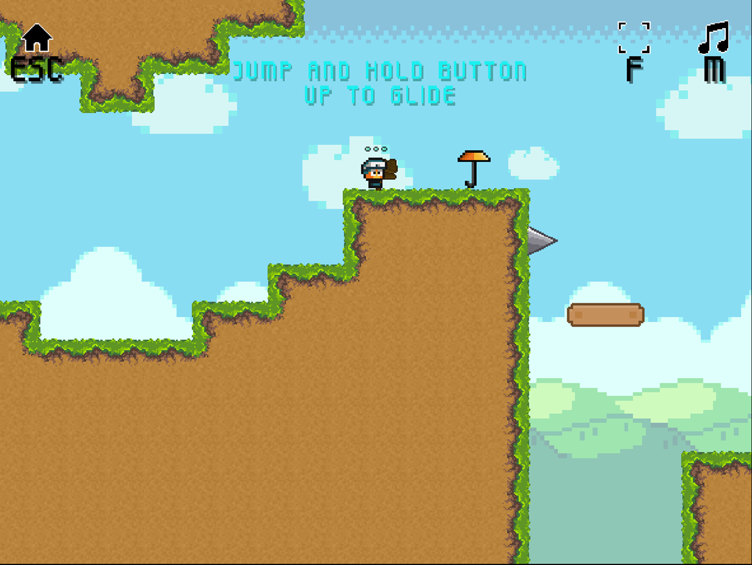 Low's Adventures 3 Game Glide With Umbrella Screenshot.