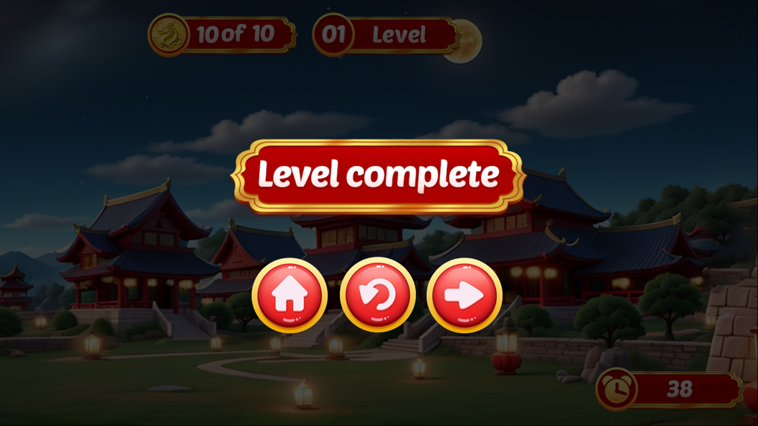 Lunar New Year Hidden Dragon Game Level Complete Screenshot.