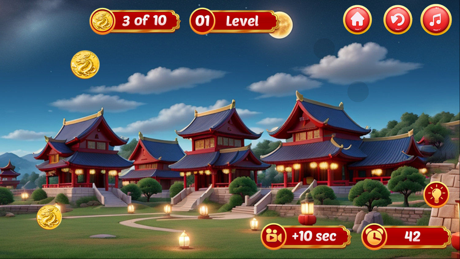 Lunar New Year Hidden Dragon Game Level Play Screenshot.