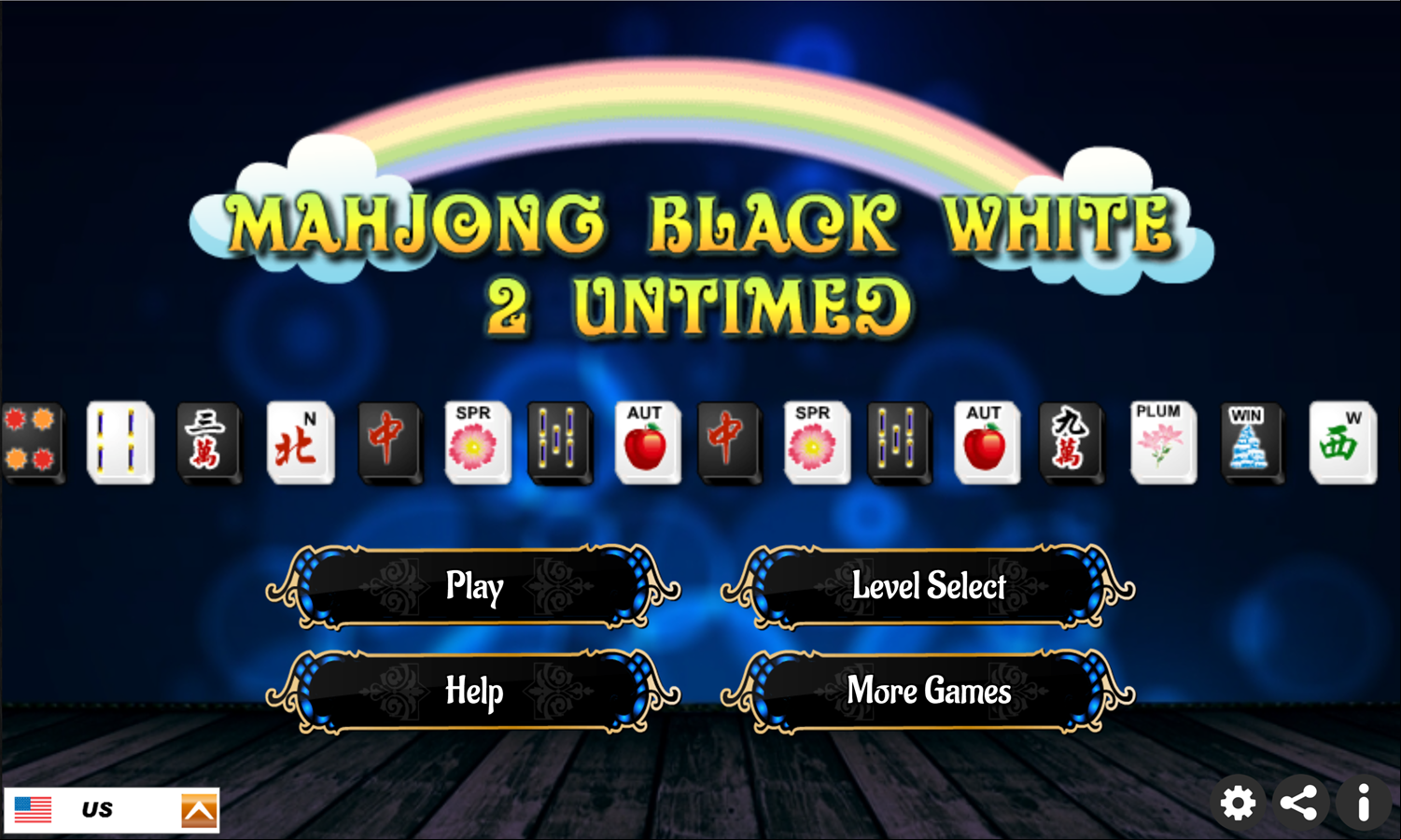 Mahjong Black and White 2 Untimed Game Welcome Screen Screenshot.