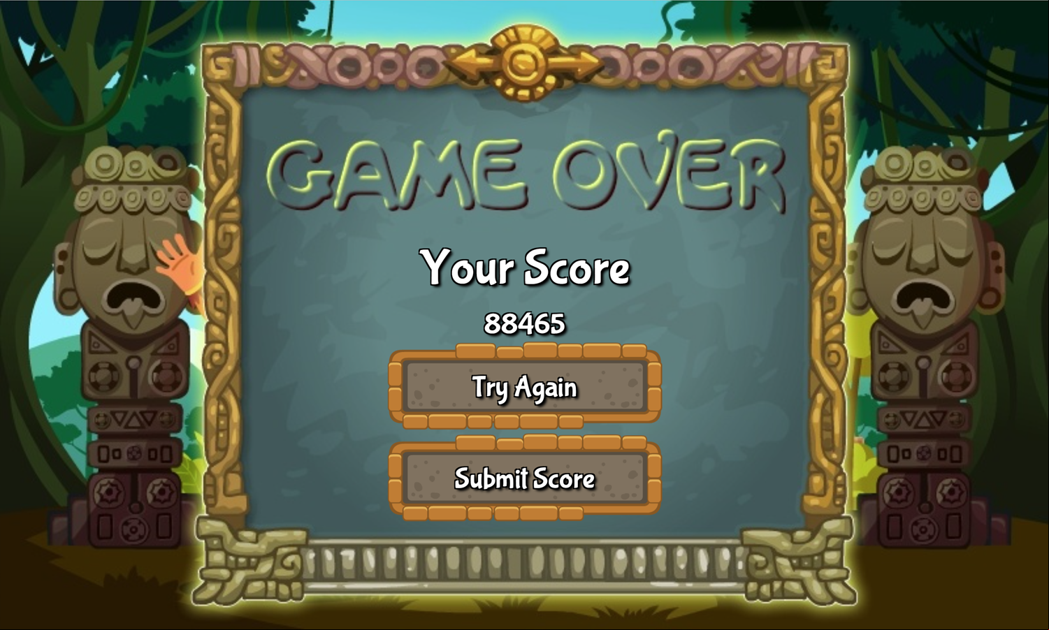 Mahjong Blocks Maya Game Over Screen Screenshot.