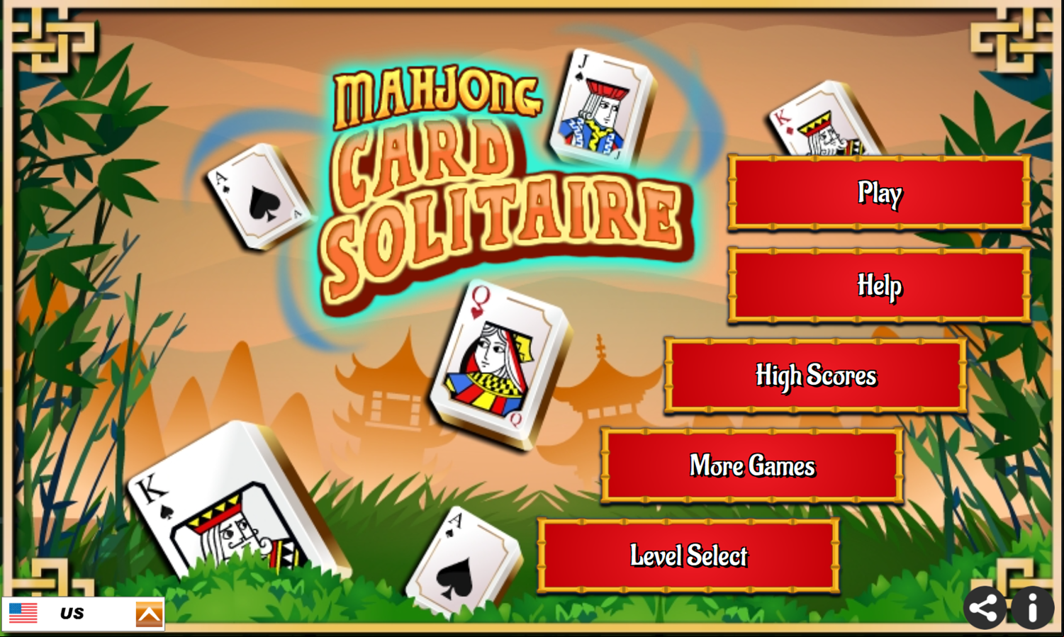 Mahjong Card Solitaire Game Welcome Screen Screenshot.