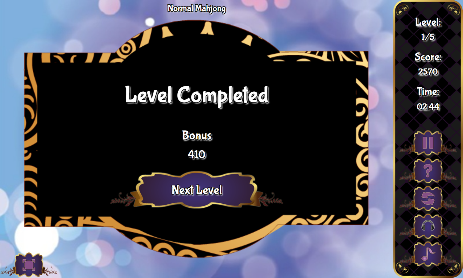Mahjong Mix Game Level Completed Screenshot.