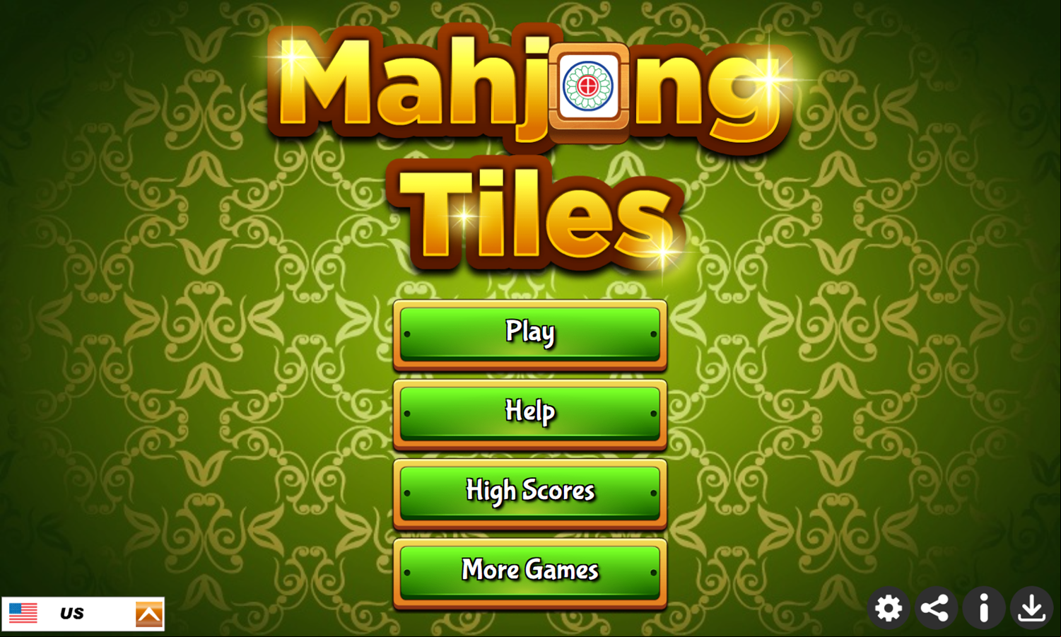 Mahjong Tiles Game Welcome Screen Screenshot.