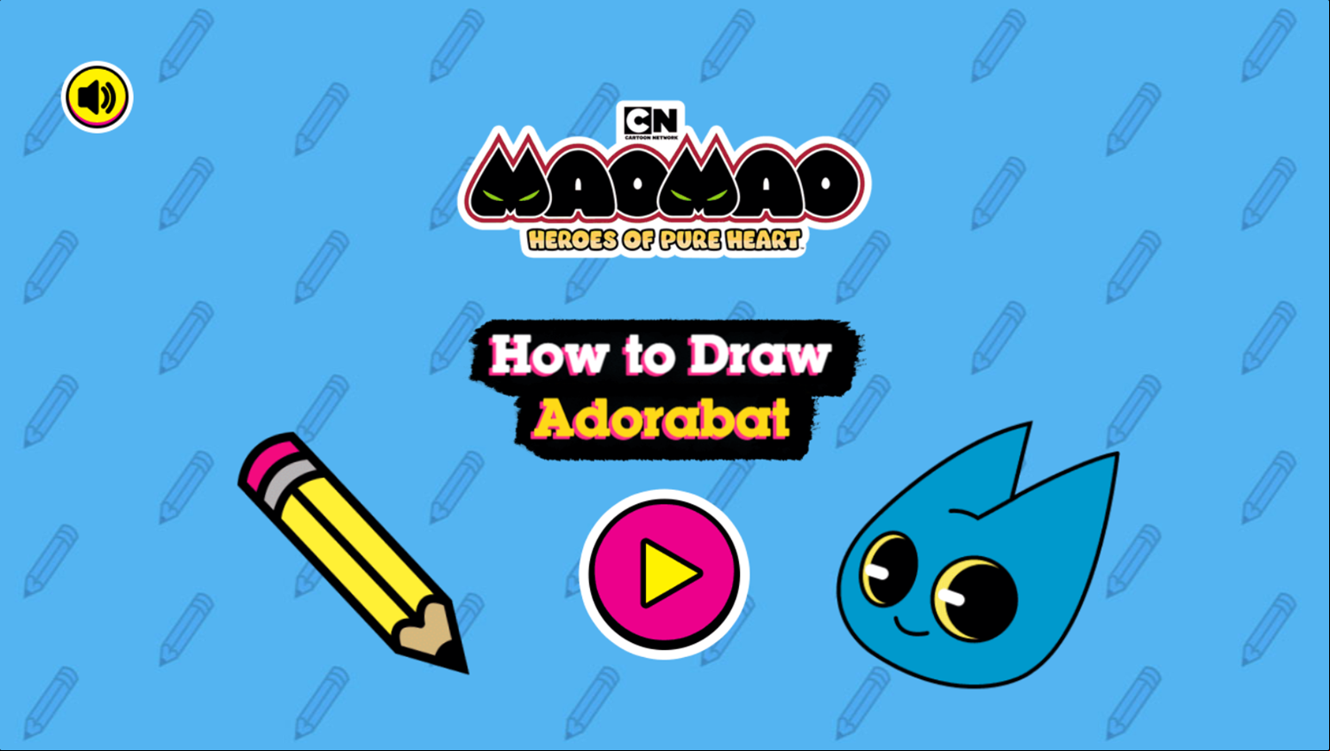 Mao Mao How to Draw Adorabat Game Welcome Screen Screenshot.