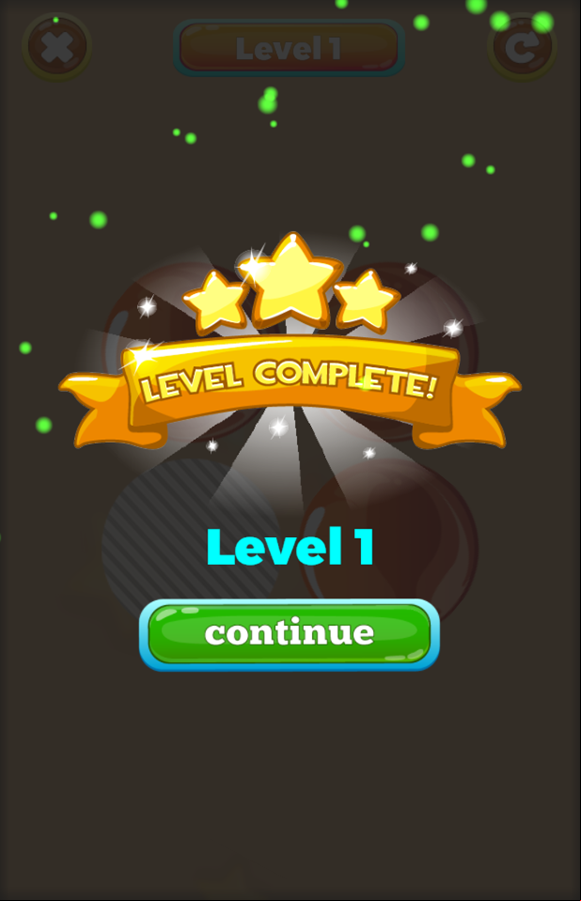 Marbles Puzzle Game Level Complete Screenshot.