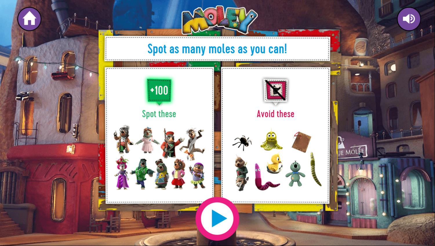Master Moley Mole Catcher Game How To Play Screenshot.