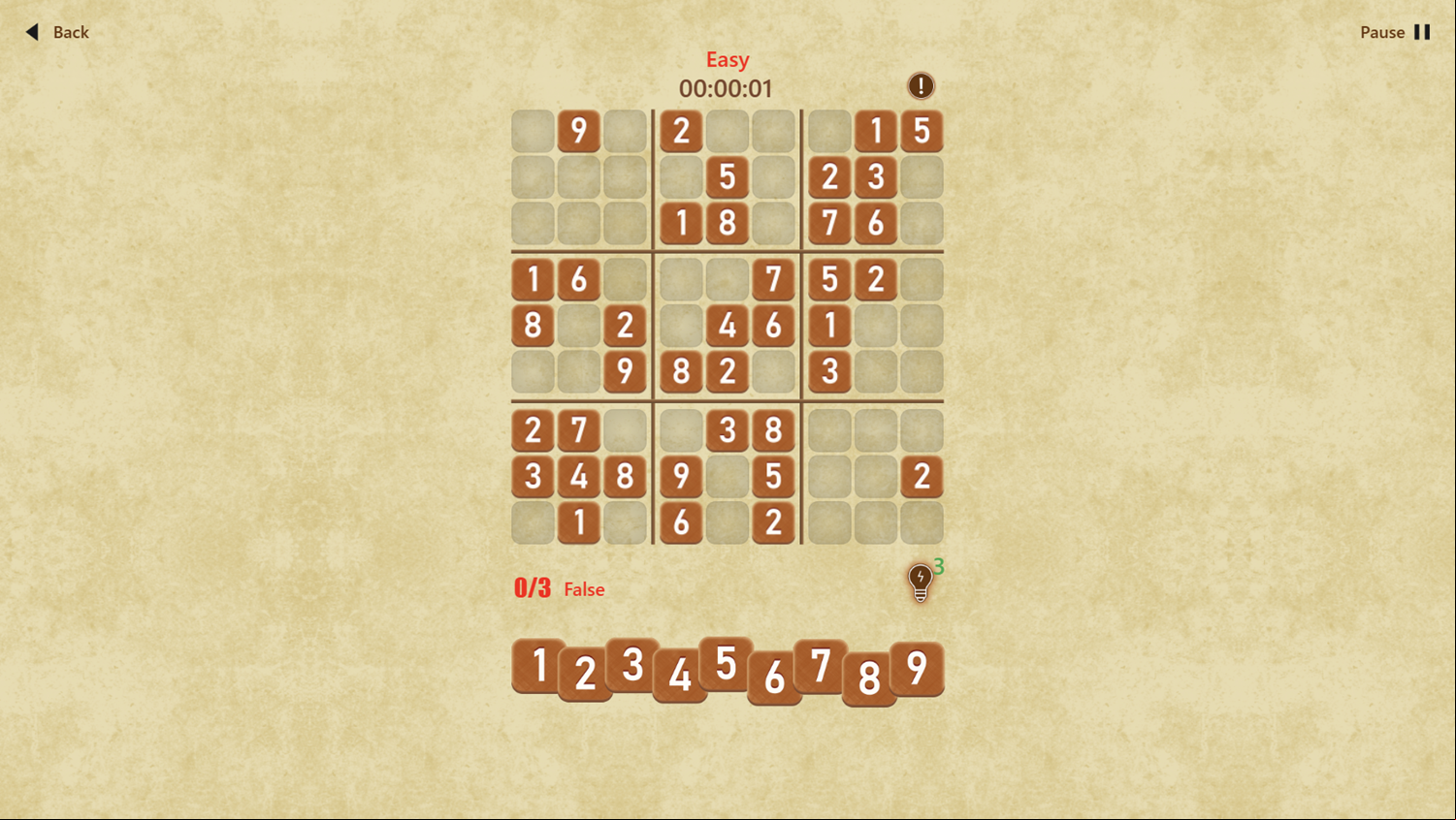 Master Sudoku Game Start Screenshot.