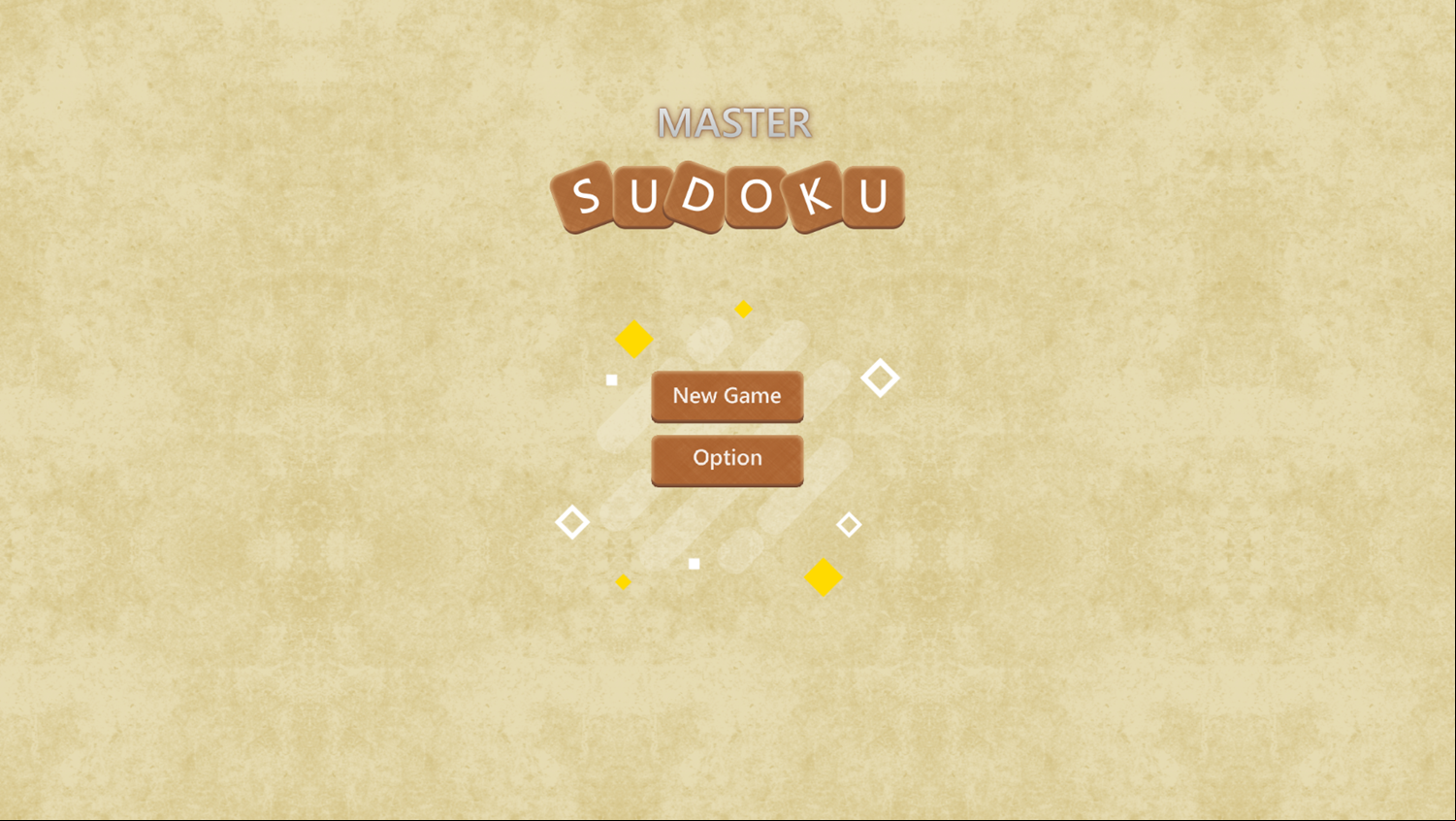 Master Sudoku Game Welcome Screen Screenshot.