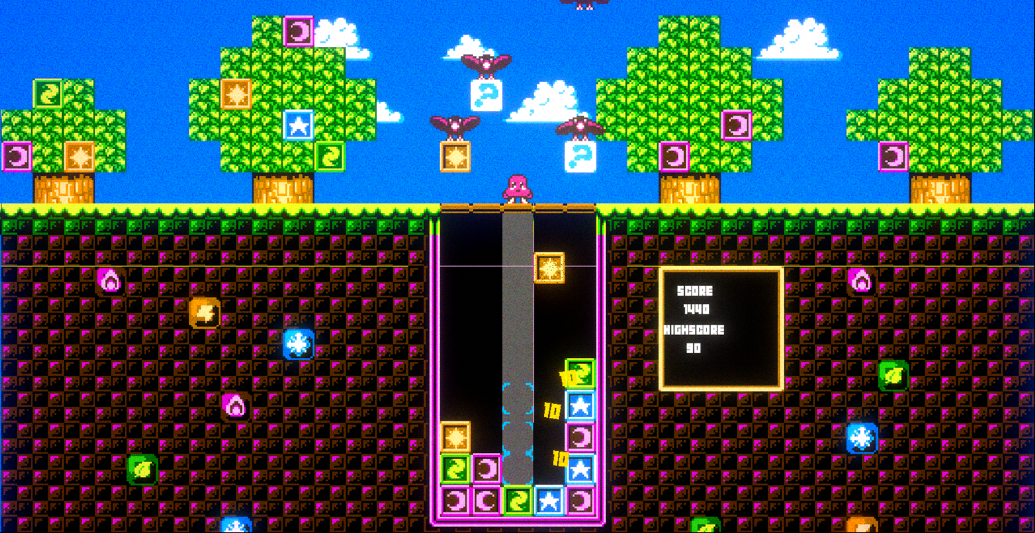 Matchformer Game Screen With Many Falling Boxes Screenshot.