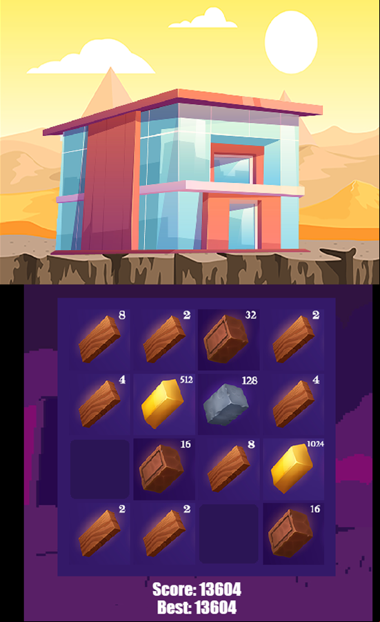 Material Merge 2048 Game Screenshot.