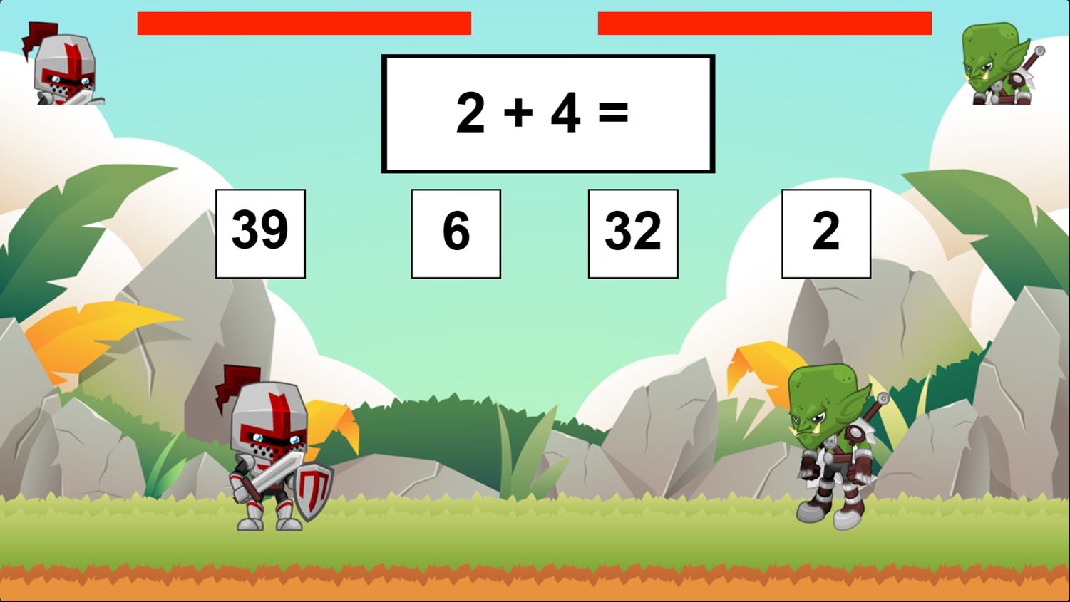 Math Battle 2 Game Start Screenshot.