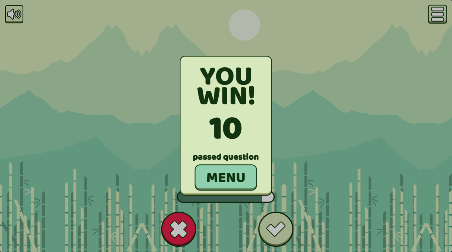 Math Quest Game Win Screenshot.