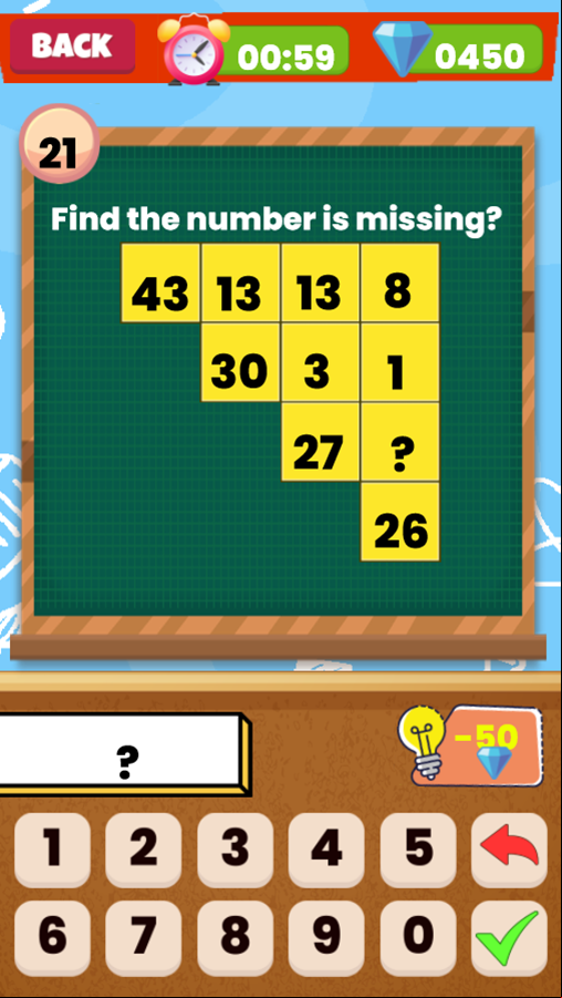 Math Riddles Puzzle Game Level Progress Screenshot.