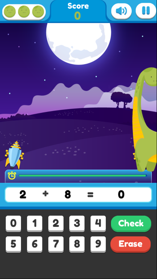 Math With Dino Game Start Screenshot.