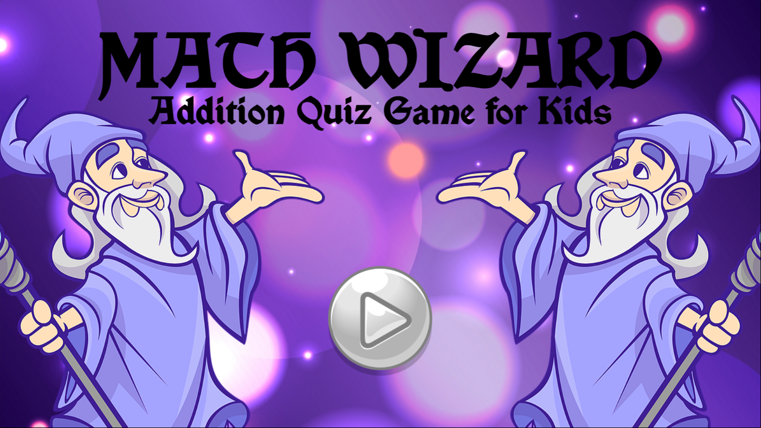 Math Wizard Game Welcome Screen Screenshot.