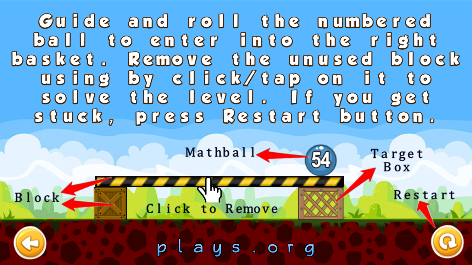Mathball Roll Instructions Screenshots.