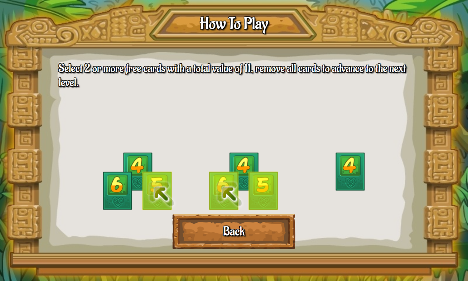 Maya Pyramid Solitaire Game How To Play Screenshot.