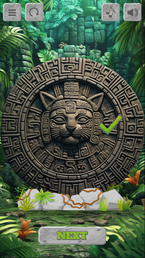 Maya Ruins Game Puzzle Complete Screenshot.