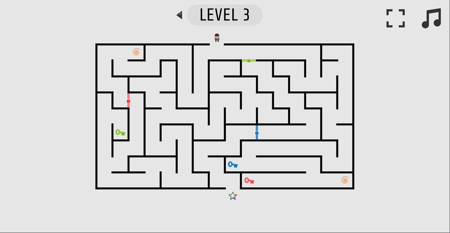 Mazes and Keys Game Screenshot.