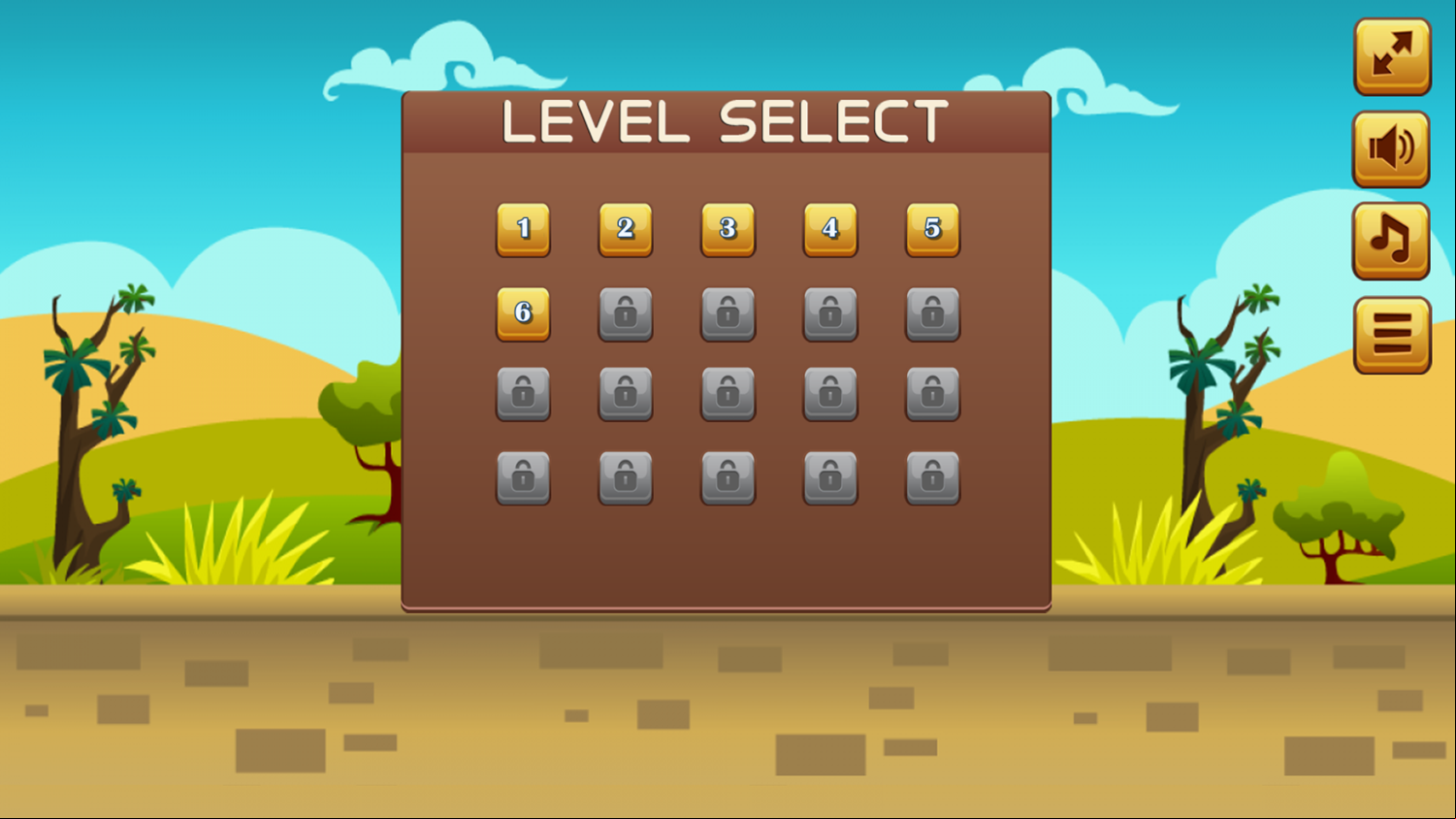 Mega Truck Game Level Select Screenshot.