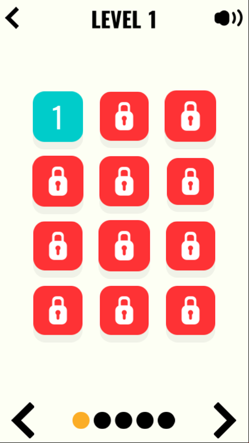 Memory Challenge Game Level Select Screenshot.