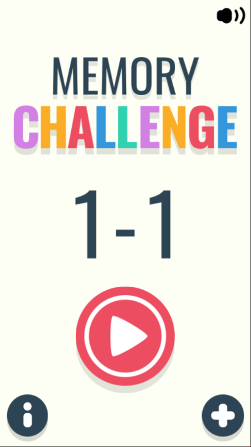 Memory Challenge Game Welcome Screen Screenshot.