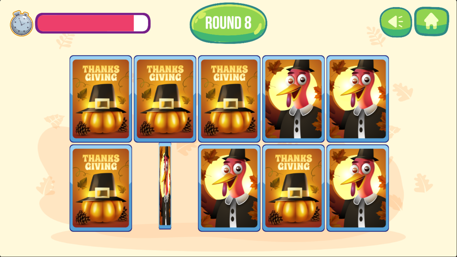 Memory The Turkey Game Welcome Screen Screenshot.