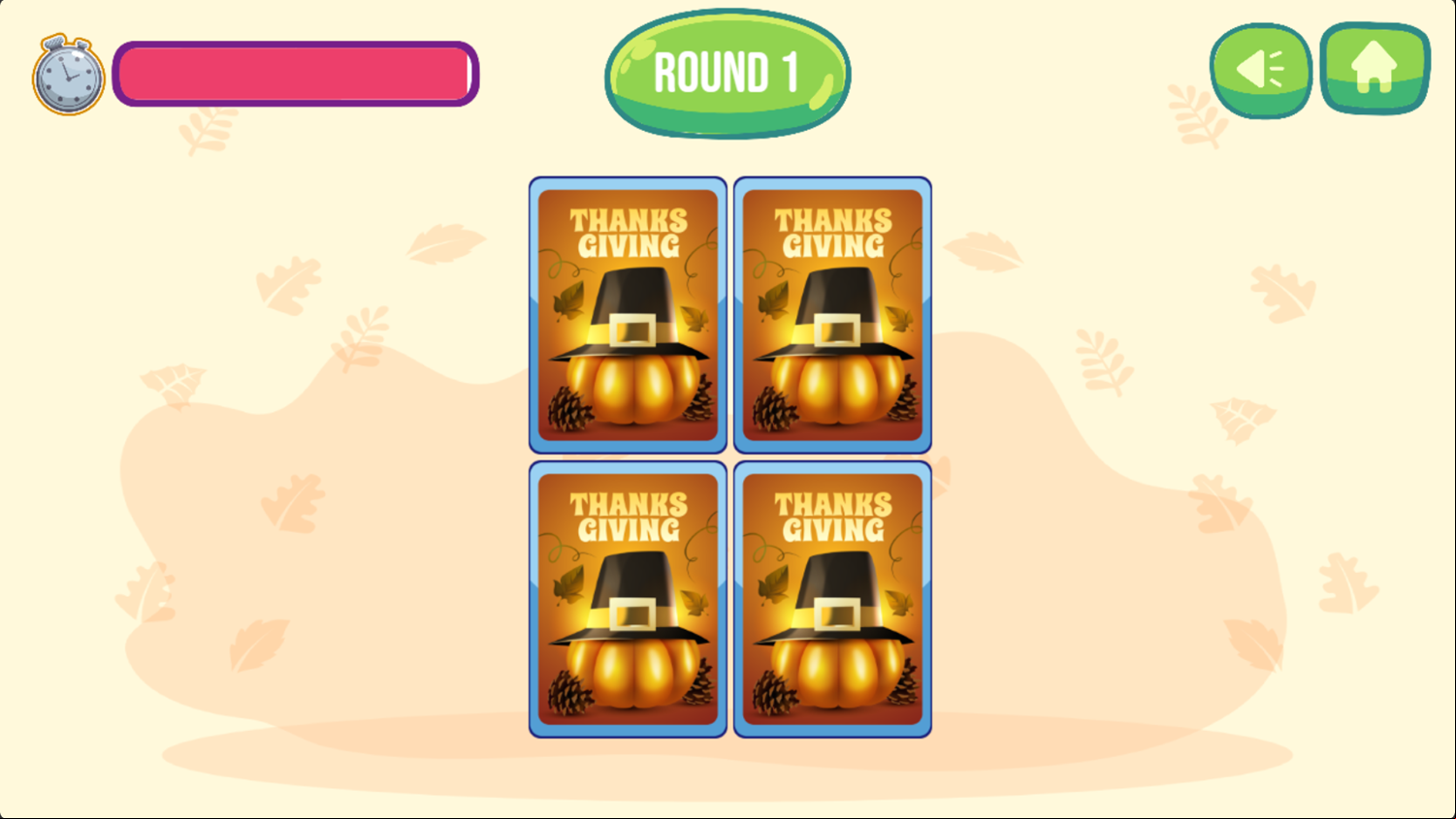 Memory The Turkey Game Round Start Screenshot.