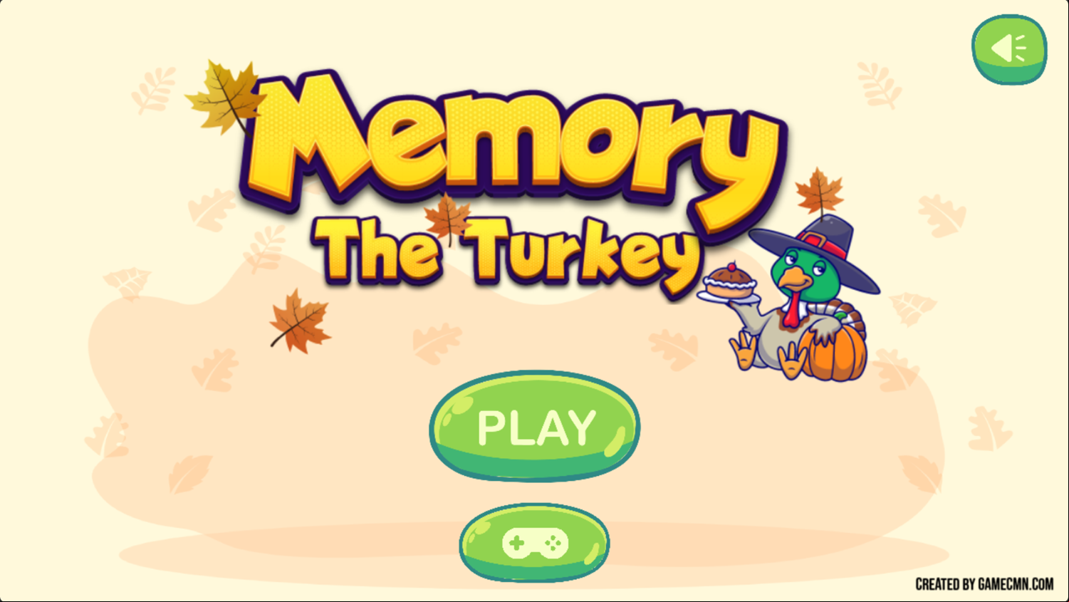 Memory The Turkey Game Welcome Screen Screenshot.