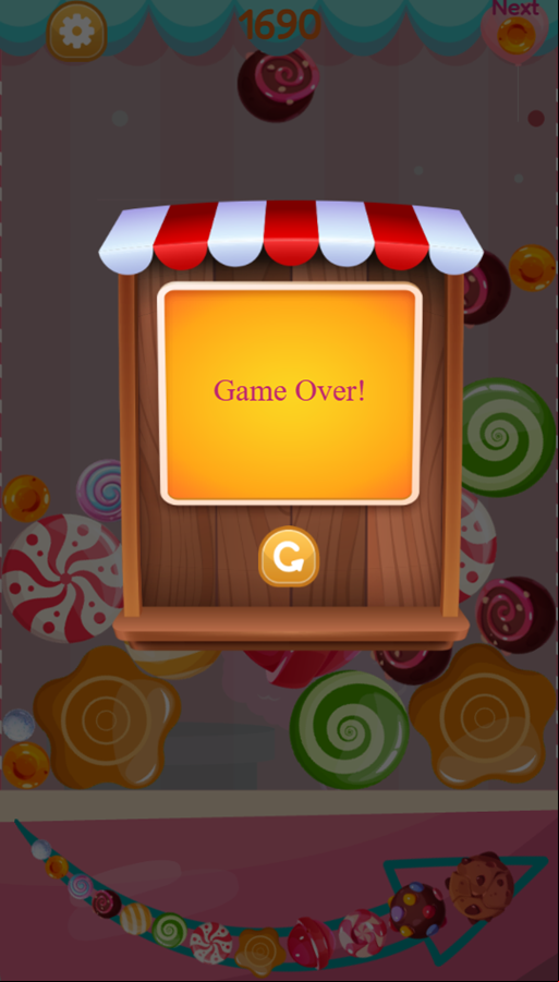 Merge Candy Game Over Screenshot.