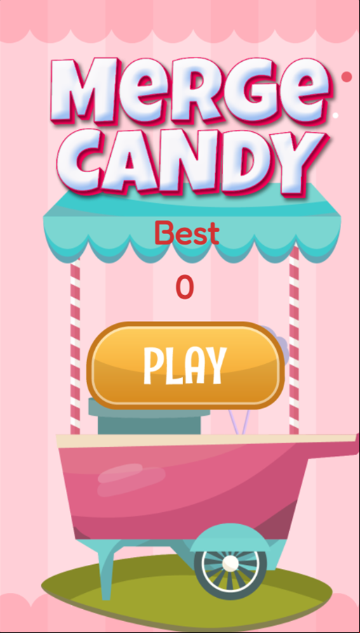 Merge Candy Game Welcome Screen Screenshot.