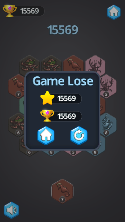 Merge Sea Monsters Game Lose Screenshot.