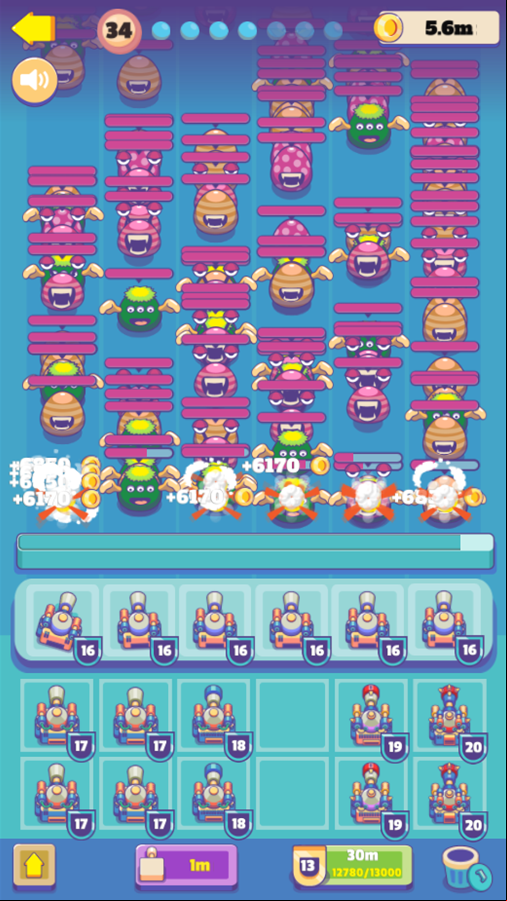 Merge Shooter Game Long Wave of Enemies Screenshot.