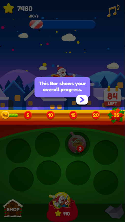 Merry Merging Christmas Game Overall Progress Screenshot.