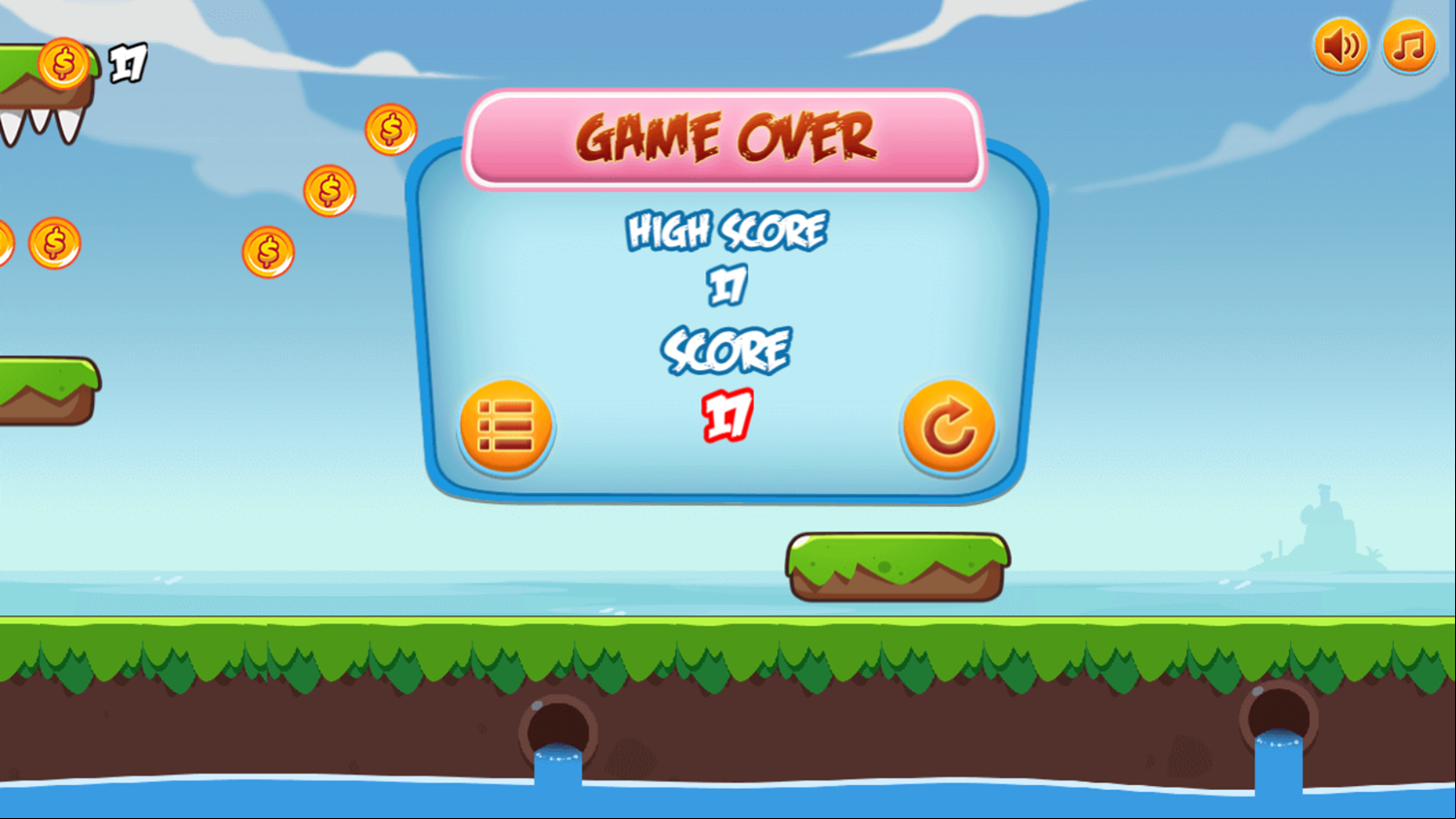 Mildly Infuriated Bird Game Over Screenshot.